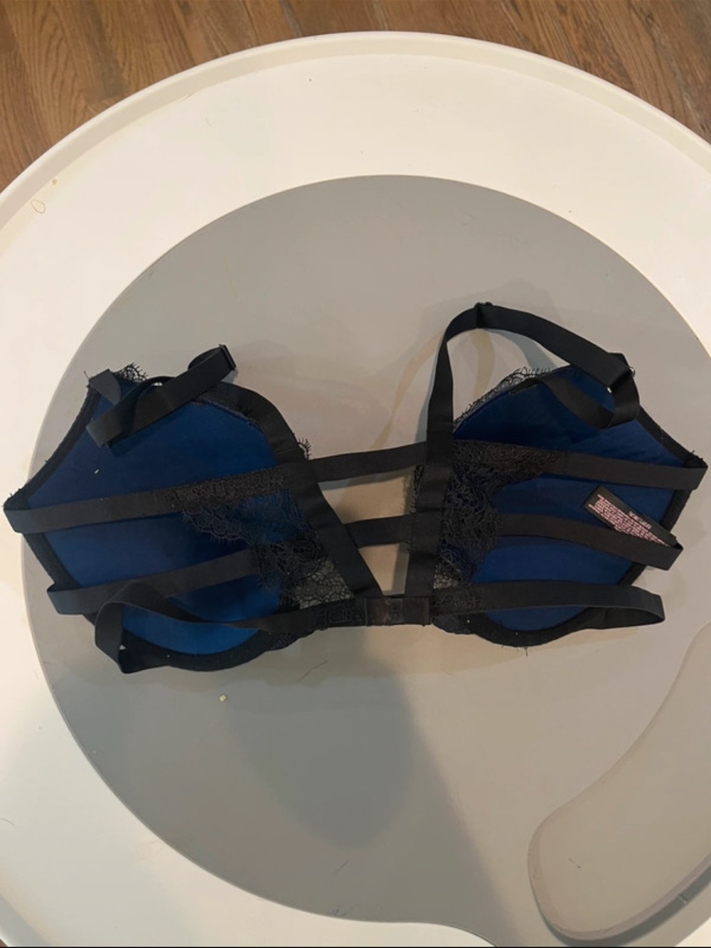Victoria's Secret Push Up Bra 34D Front closure navy black lace - Picture 6 of 10